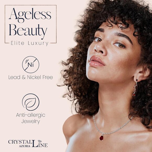 Jewelry Sets Zirconia Crystal Teardrop Necklace Earrings Women Wedding Party - Picture 3 of 7